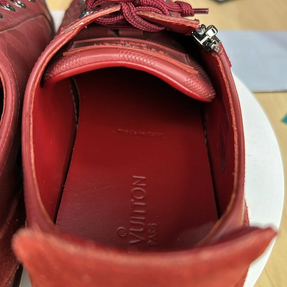 💥Louis Vuitton - Challenge Zip Up Damier Sneakers Red Leather - 10LV - DK532 - Picture 17 of 17